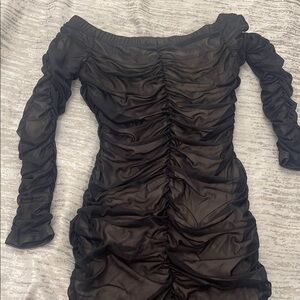 Elegant Black Ruched Dress